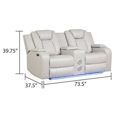 Benz - LED &amp; Power Recliner With Adjustable Headrests And Ambient LED Lighting