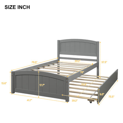 Platform Bed &amp; Headboard, Footboard And Wood Slat Support