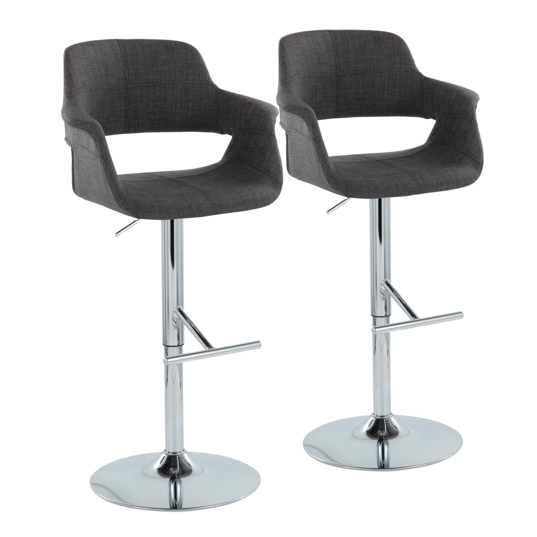 Vintage Flair - Mid Century Modern Adjustable Barstool &amp; Straight T Footrest (Set of 2)