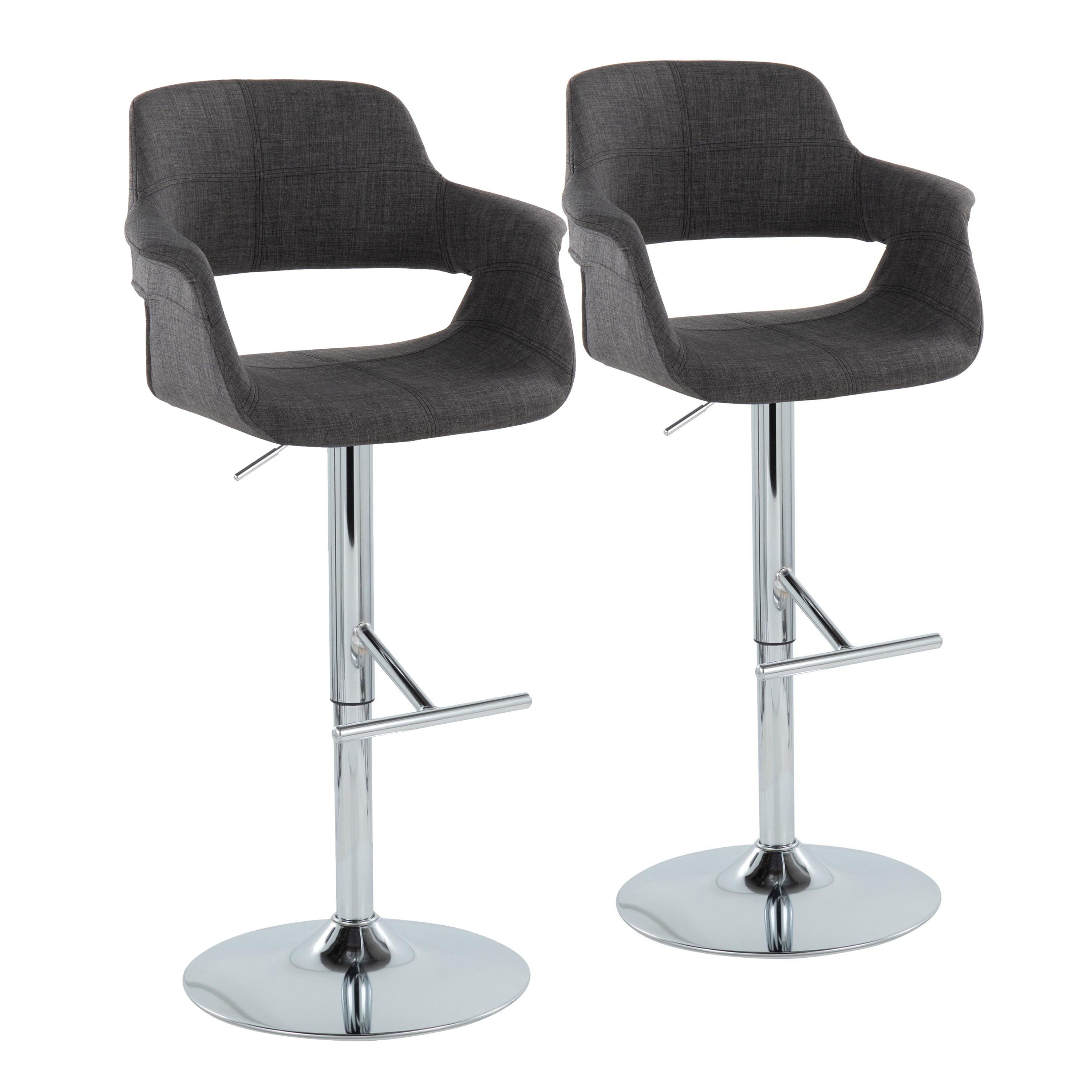 Vintage Flair - Mid Century Modern Adjustable Barstool &amp; Straight T Footrest (Set of 2)