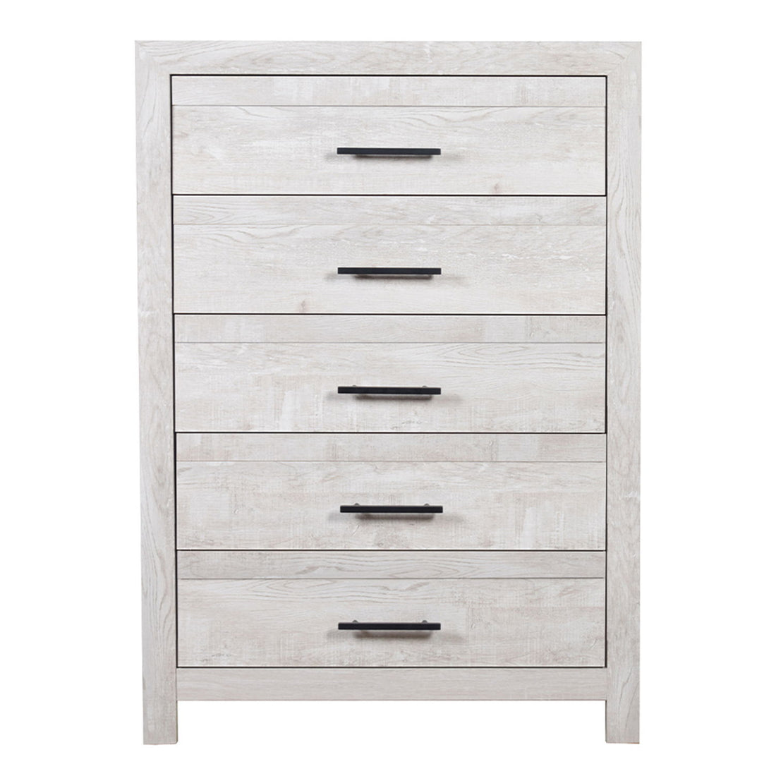 Modern Style 5 Drawer Chest In Natural Rustic Wood With Clean Lines And Spacious Storage