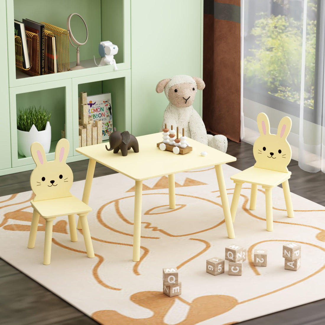 Table And Chair Set With 2 Bunny Chairs, Children&