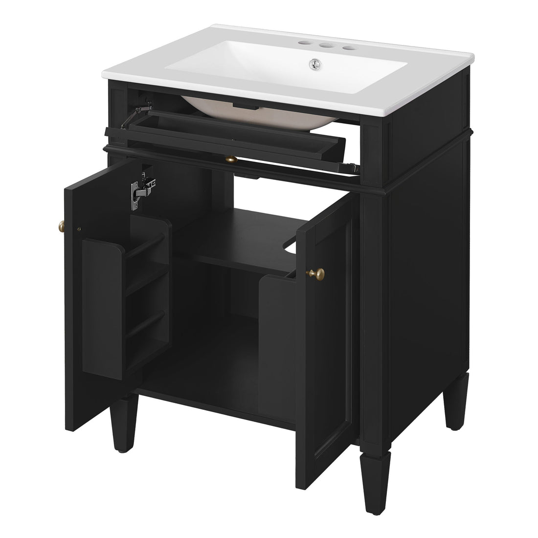 Bathroom Vanity With 2 Doors And Tip Out Drawer, Soft Closing Hinges