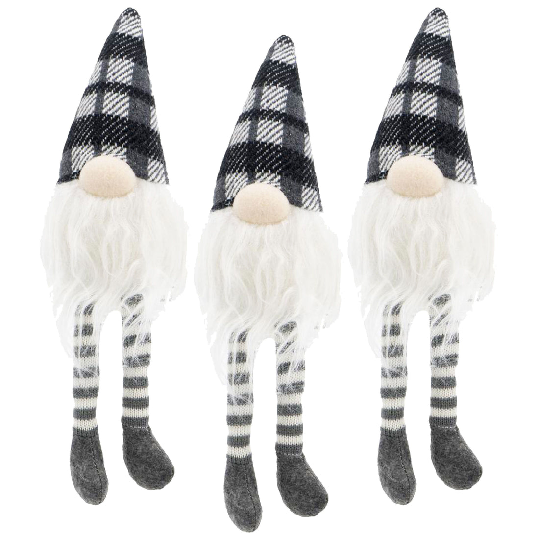 3 Pieces Sitting Gnome, Christmas Table Home Ornaments For Holiday Party Gifts - White / Gray