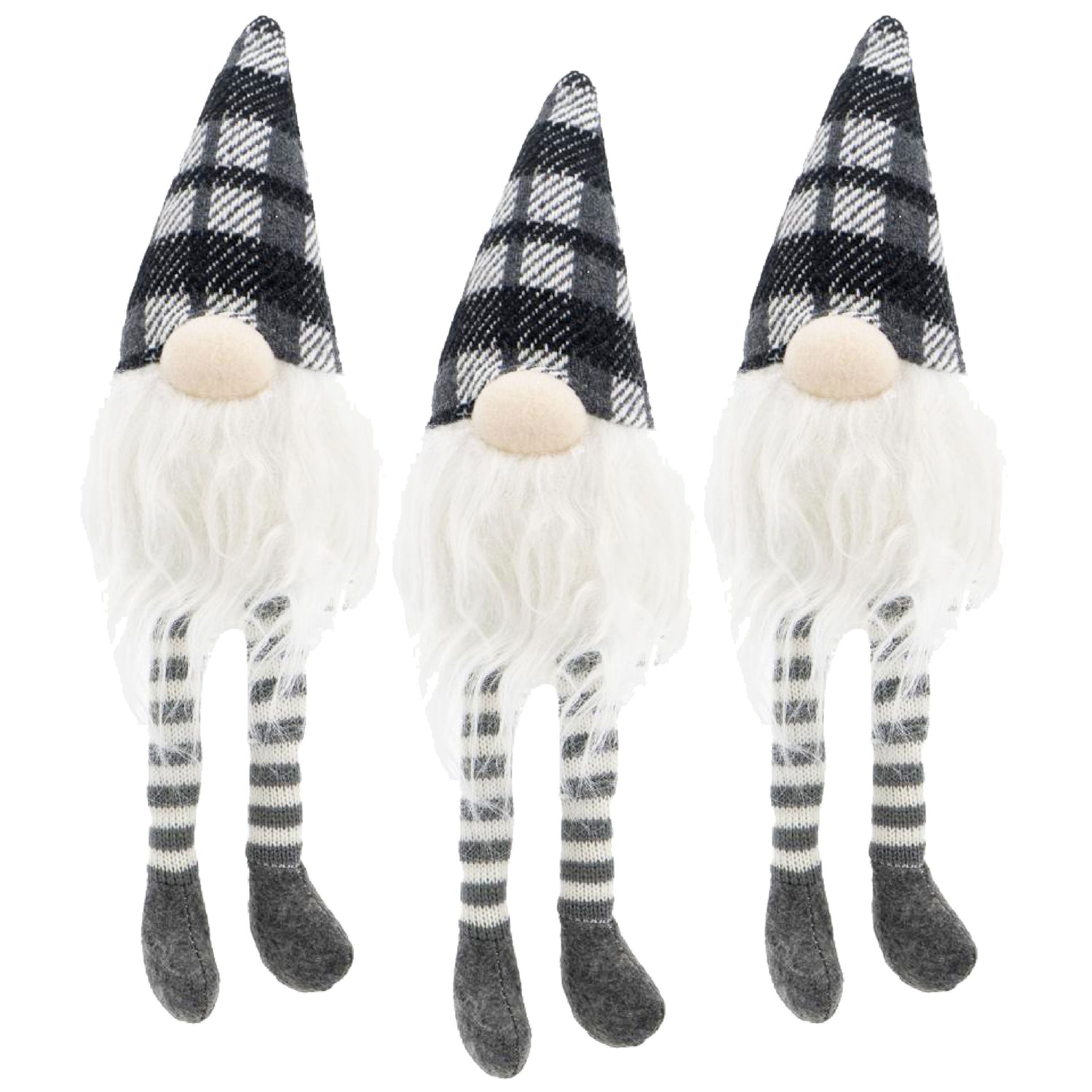 3 Pieces Sitting Gnome, Christmas Table Home Ornaments For Holiday Party Gifts - White / Gray