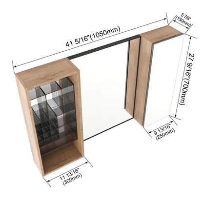 41.3" Wall Mounted Bathroom Cabinet With Adjustable Shelves Storage Unit - Imitative Oak