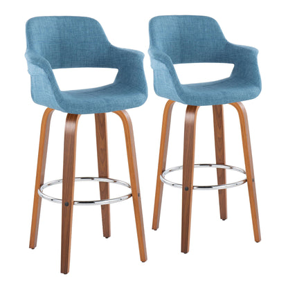 Vintage Flair - Mid Century Modern Fixed Height Barstool With Swivel &amp; Round Footrest (Set of 2)