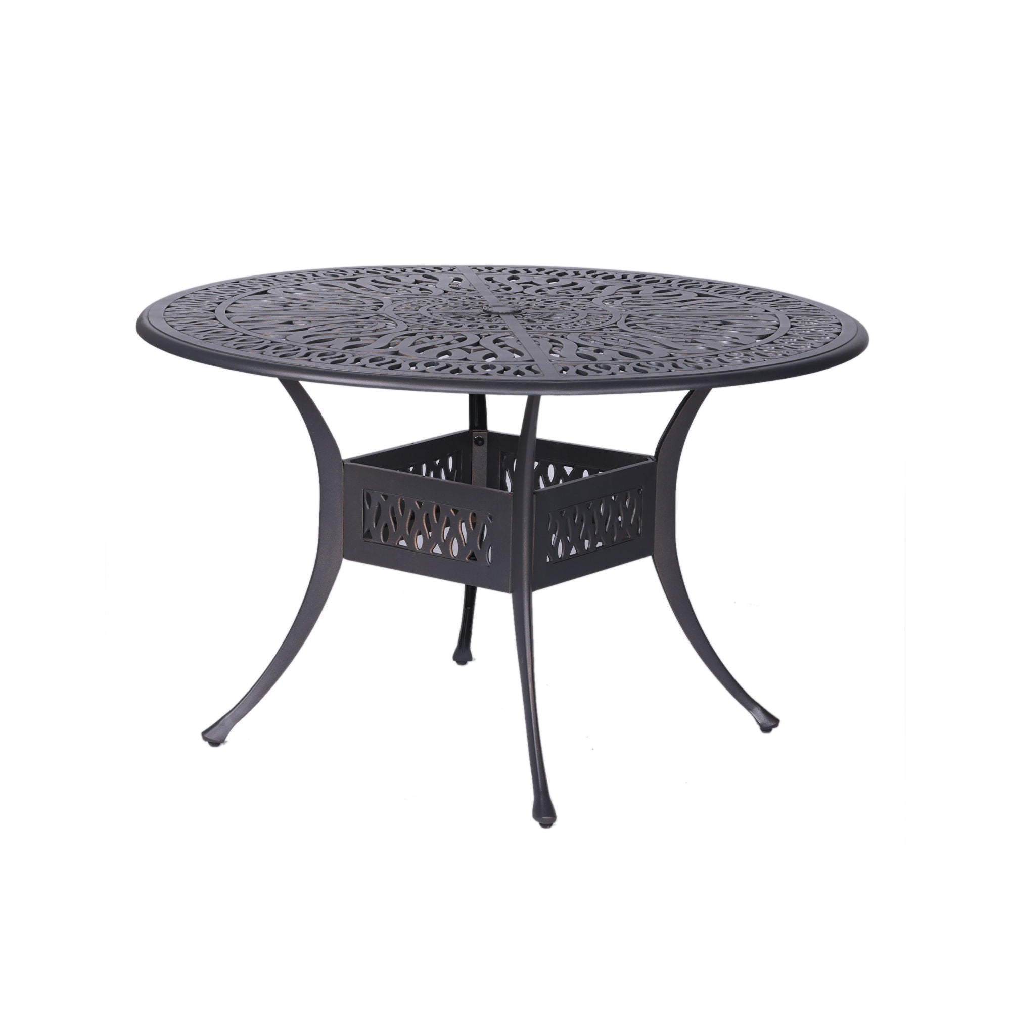 Round 4 Person 48&quot; Long Aluminum Dining Set With Sunbrella Cushions - Gray / Ivory