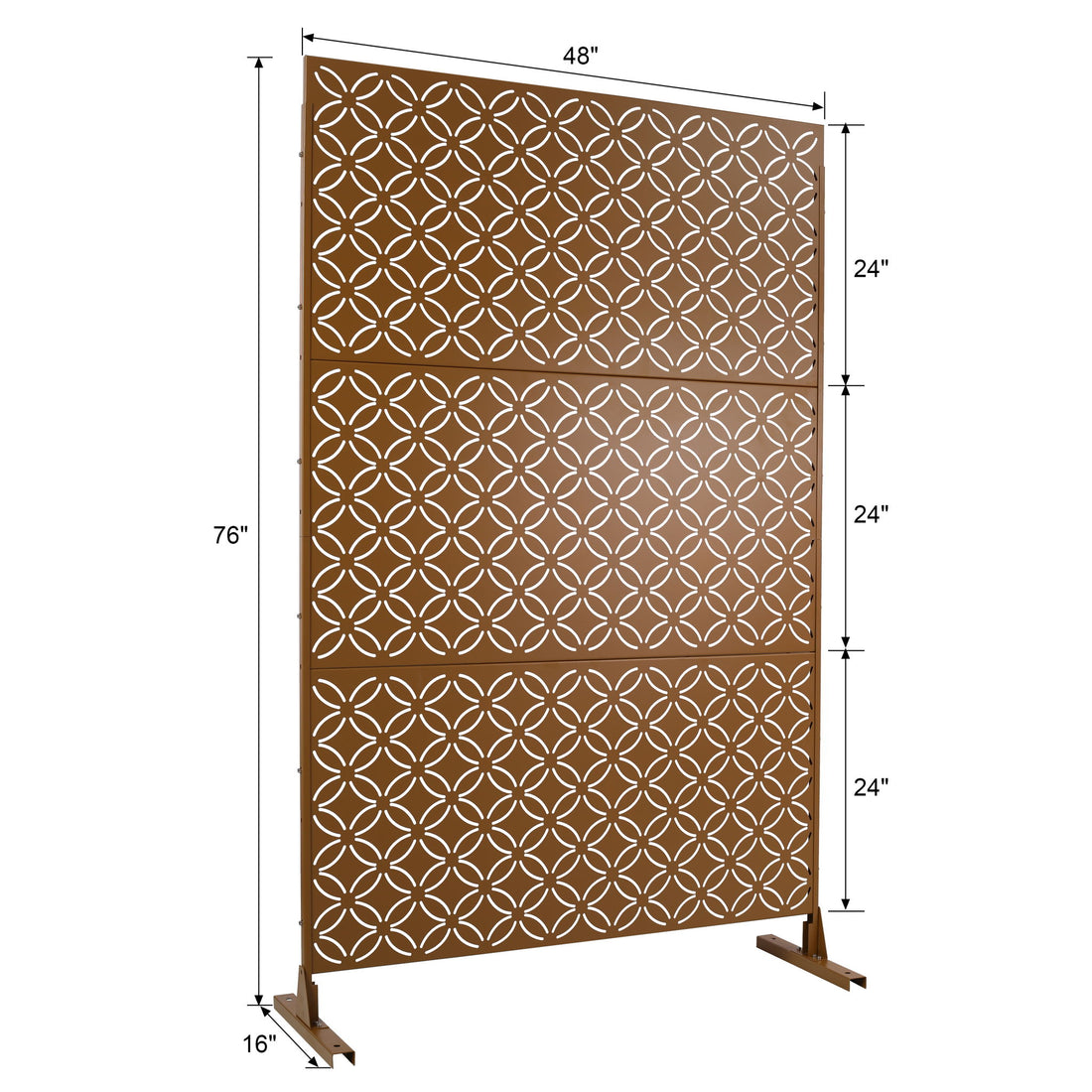Freestanding Decorative Privacy Screen For Deck Balcony Patio, Metal Privacy - Brown