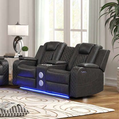 Benz - Power Reclining Loveseat &amp; LED Lighting And Built In USB