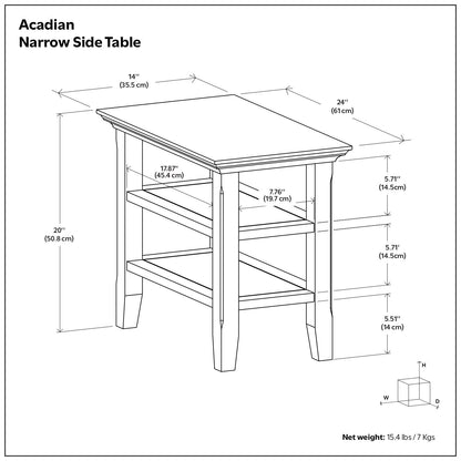 Acadian - Narrow Side Table, Handcrafted