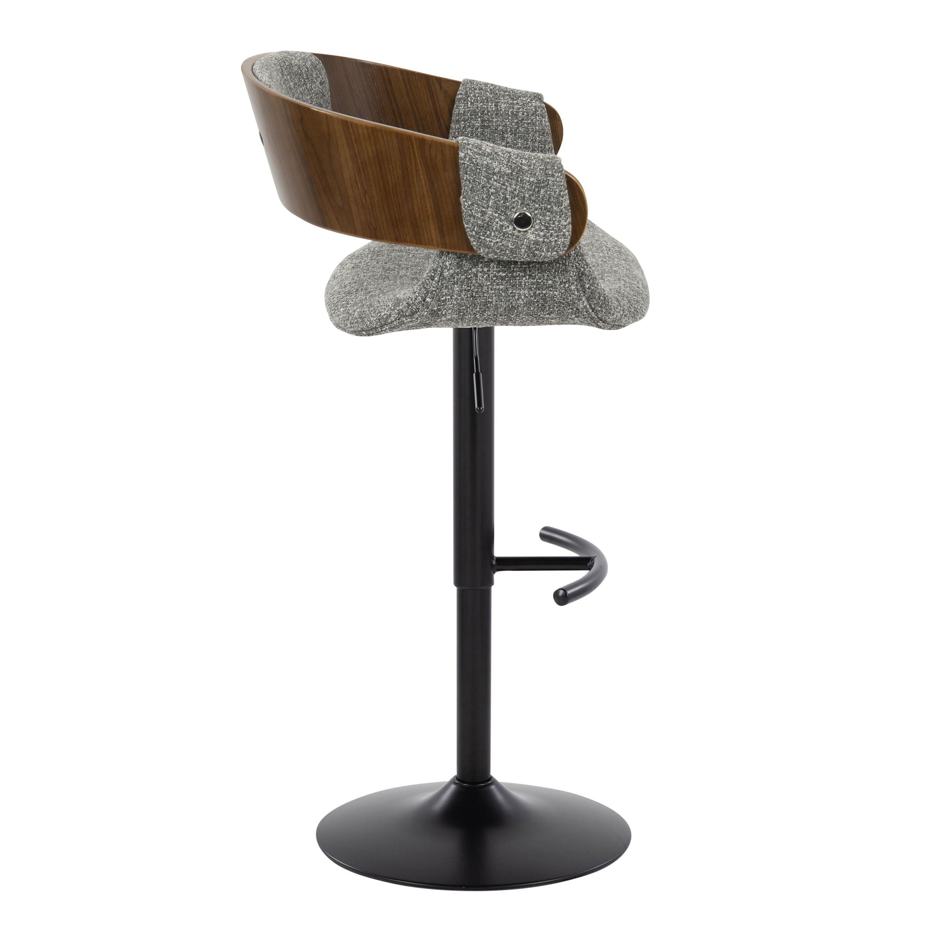 Elisa - Mid Century Modern Adjustable Barstool With Swivel &amp; Rounded T Footrest (Set of 2)
