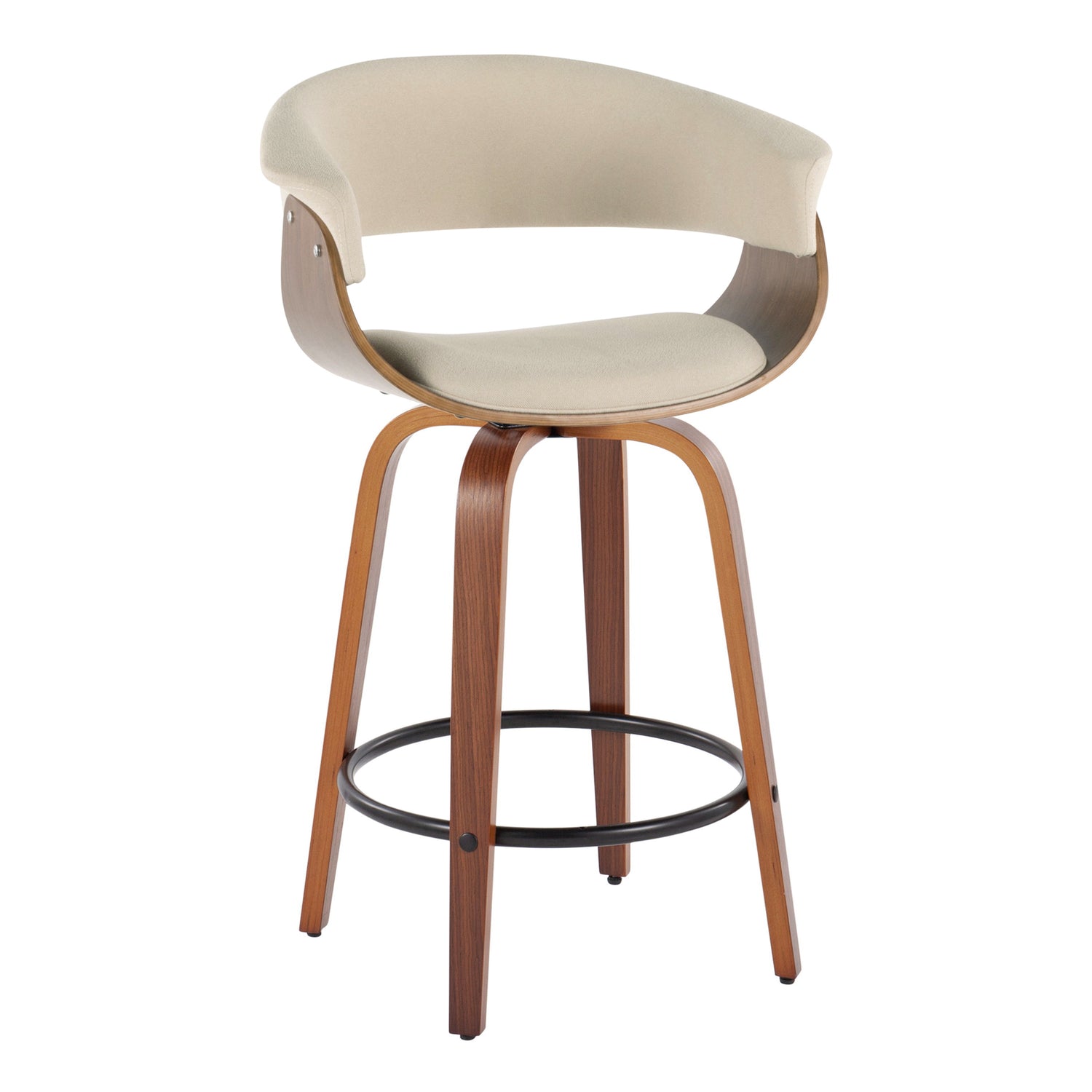Vintage Mod - Mid Century Modern Fixed Height Counter Stool &amp; Swivel With Round Footrest (Set of 2)