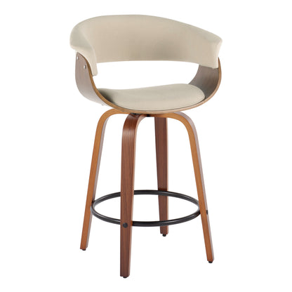 Vintage Mod - Mid Century Modern Fixed Height Counter Stool &amp; Swivel With Round Footrest (Set of 2)
