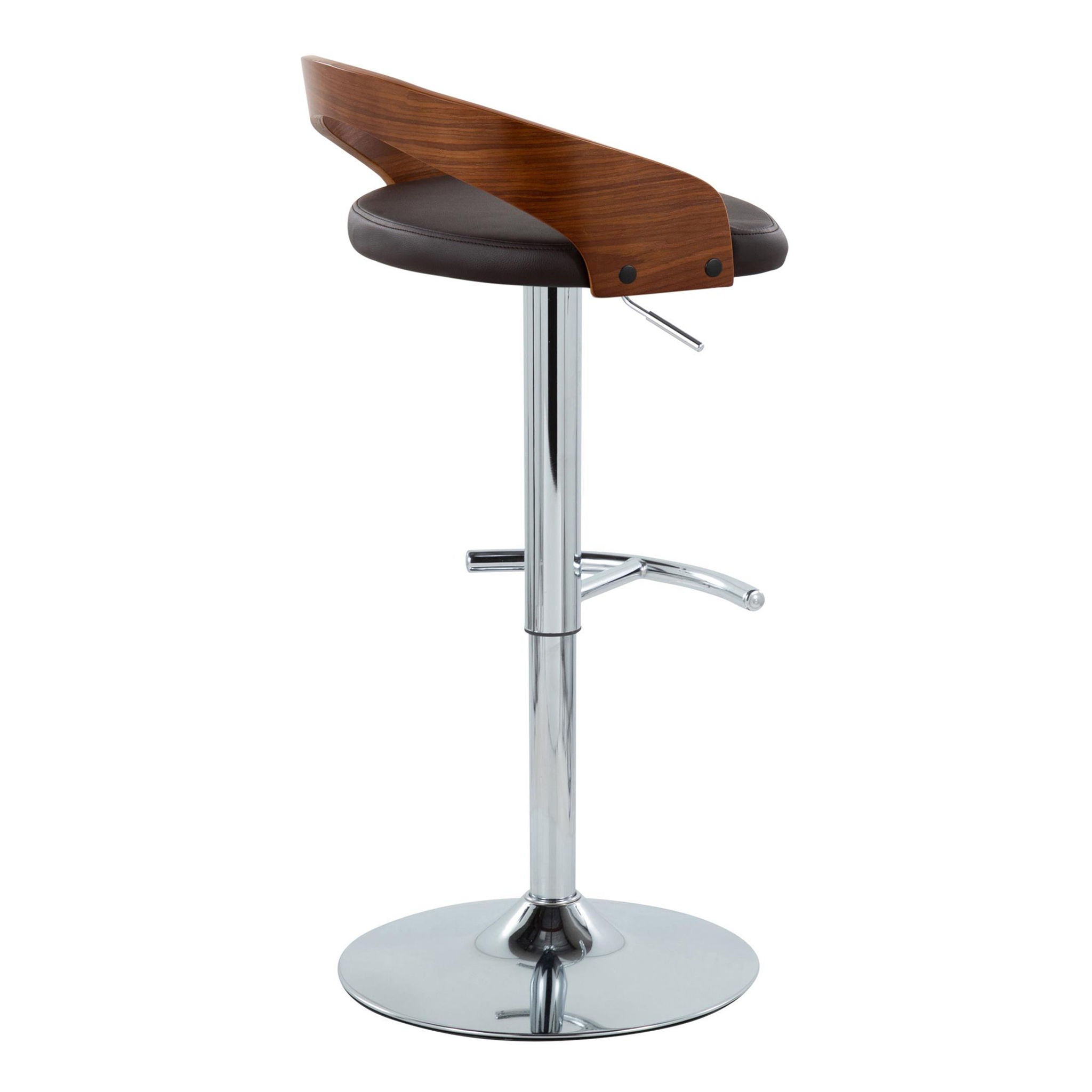 Grotto - Contemporary Adjustable Barstool &amp; Swivel With Rounded T Footrest (Set of 2)