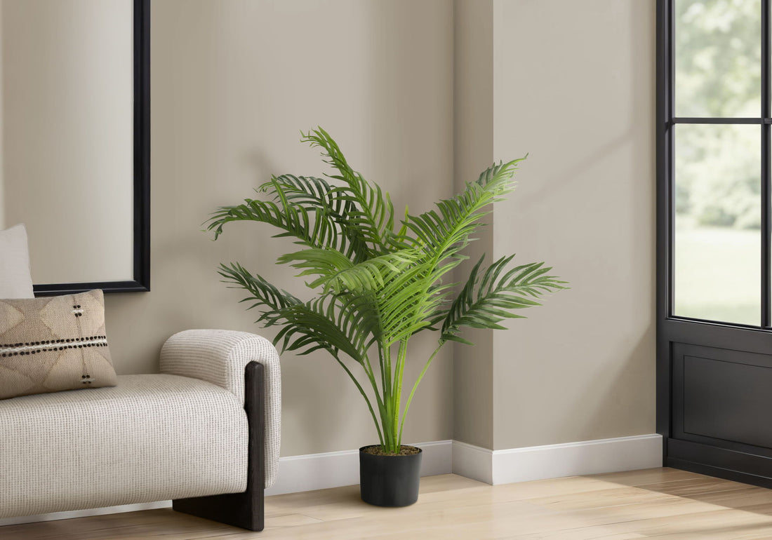 34&quot; Tall, Artificial Plant, Palm Tree, Indoor, Faux, Fake, Floor, Greenery, Potted, Real Touch, Decorative - Green / Black