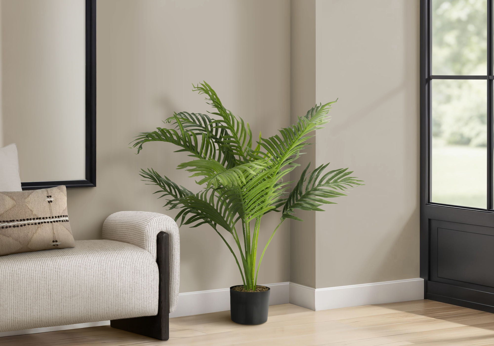 34&quot; Tall, Artificial Plant, Palm Tree, Indoor, Faux, Fake, Floor, Greenery, Potted, Real Touch, Decorative - Green / Black