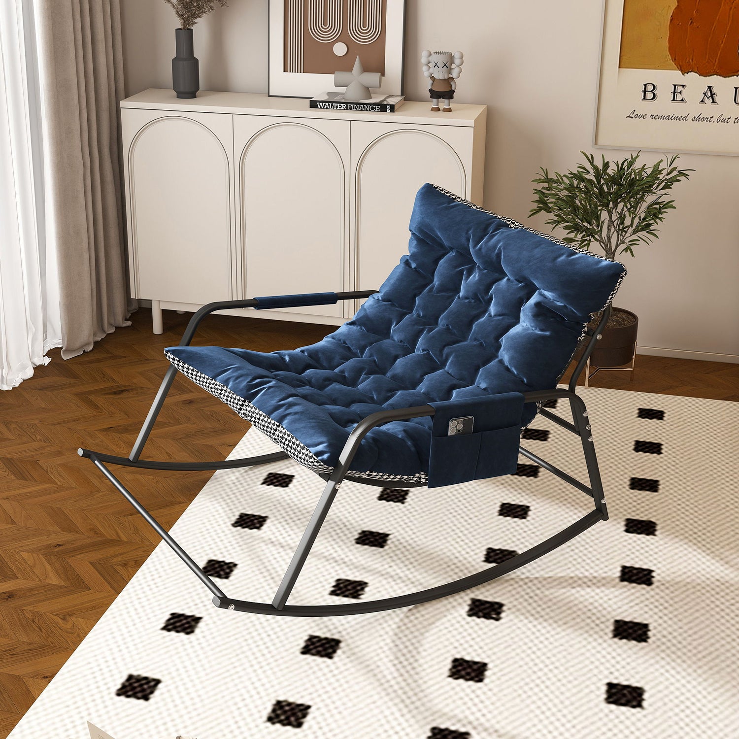 Rocking Chair With Storage, Cushions &amp; Armrests