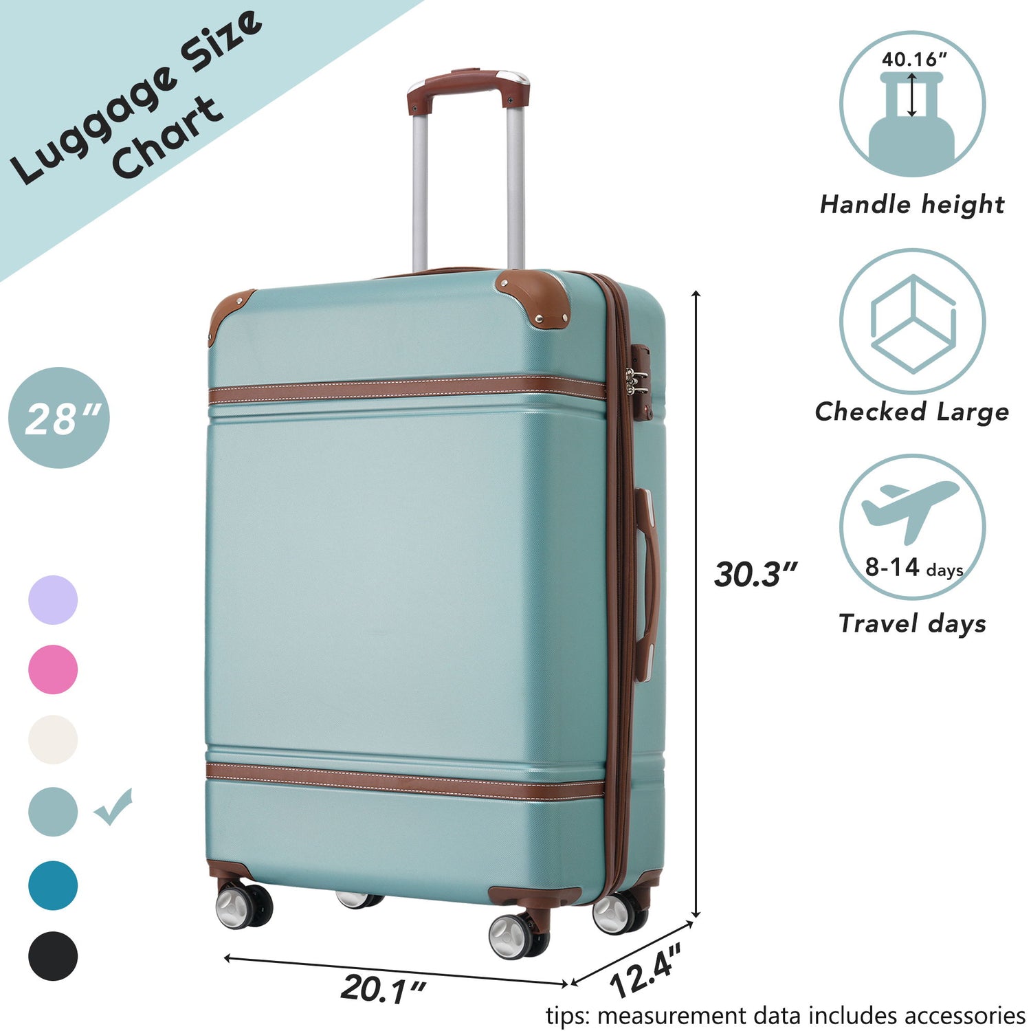 Hardshell Luggage With Tsa Lock, 28&quot; Expandable Lightweight Suitcase With Spinner Wheels, Single Vintage Luggage