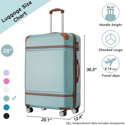 Hardshell Luggage With Tsa Lock, 28&quot; Expandable Lightweight Suitcase With Spinner Wheels, Single Vintage Luggage