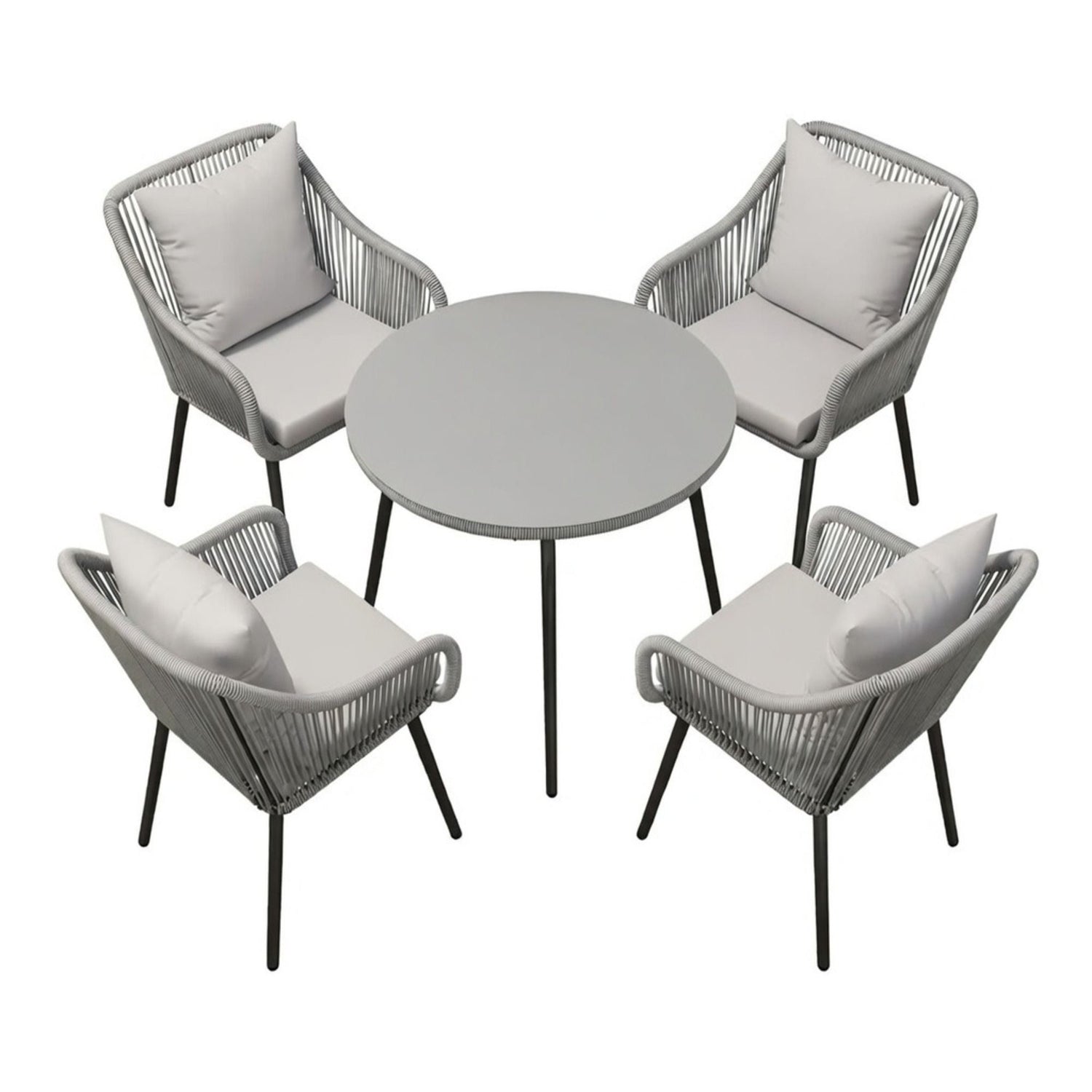 5 Piece Twisted Rattan Patio Dining Set With Table