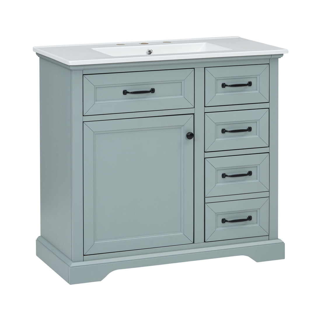 36&quot; Bathroom Vanity With Sink, 2 Tip Out Drawers, Soft Close Hinges