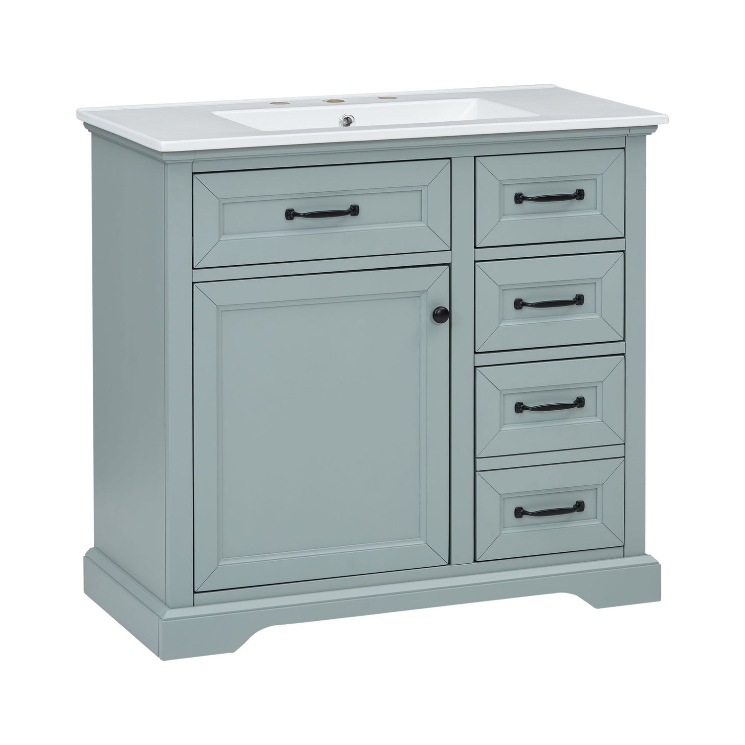 36&quot; Bathroom Vanity With Sink, 2 Tip Out Drawers, Soft Close Hinges