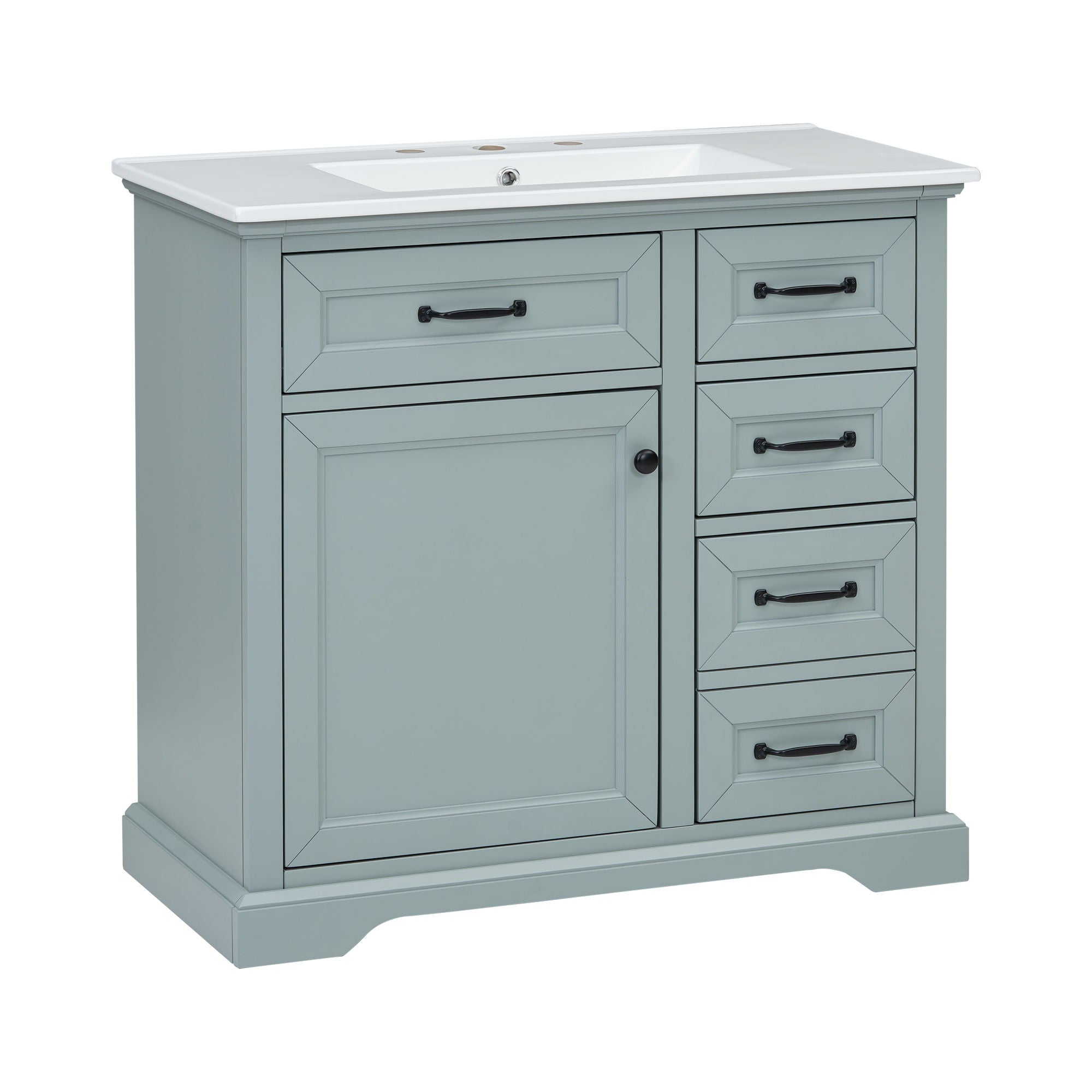 36&quot; Bathroom Vanity With Sink, 2 Tip Out Drawers, Soft Close Hinges