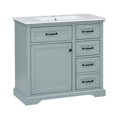 36&quot; Bathroom Vanity With Sink, 2 Tip Out Drawers, Soft Close Hinges