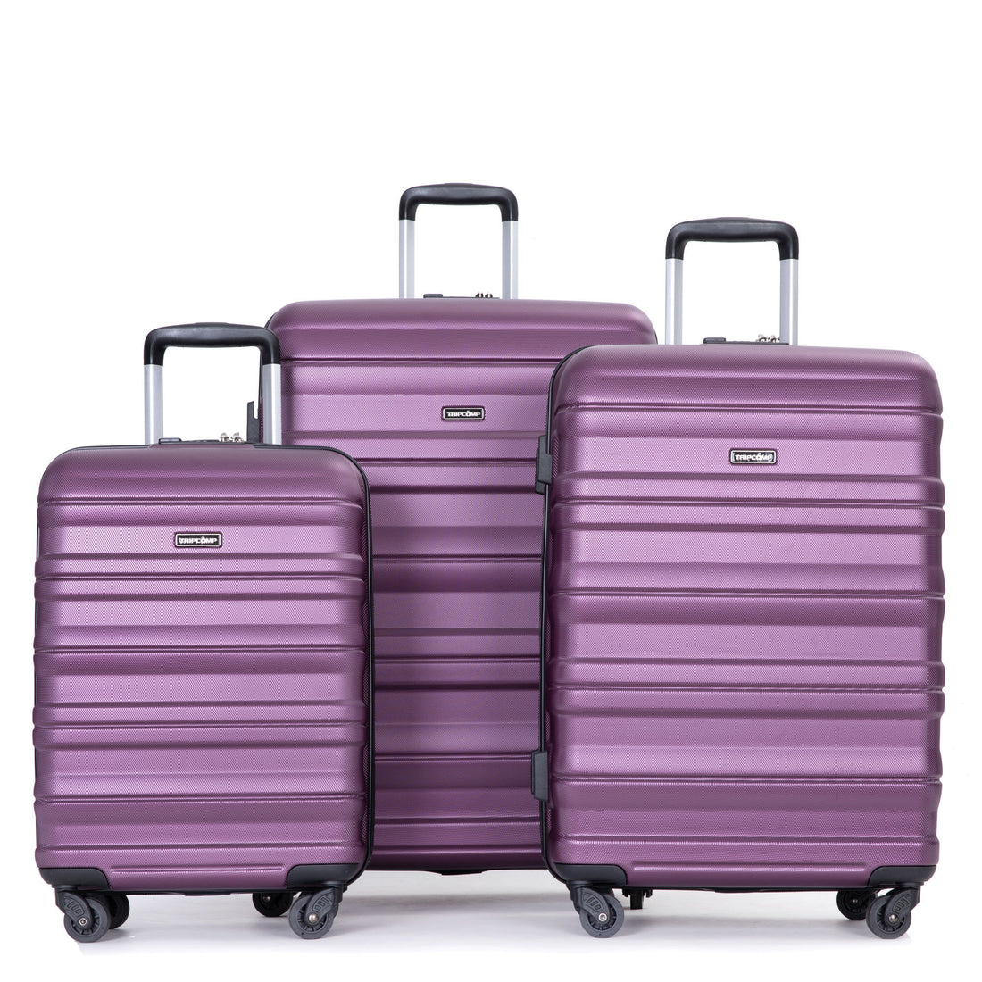 Expandable 3 Piece Luggage Sets Pc Lightweight &amp; Durable Suitcase With Two Hooks, Spinner Wheels, Tsa Lock, (21/25/29) - Dark Purple