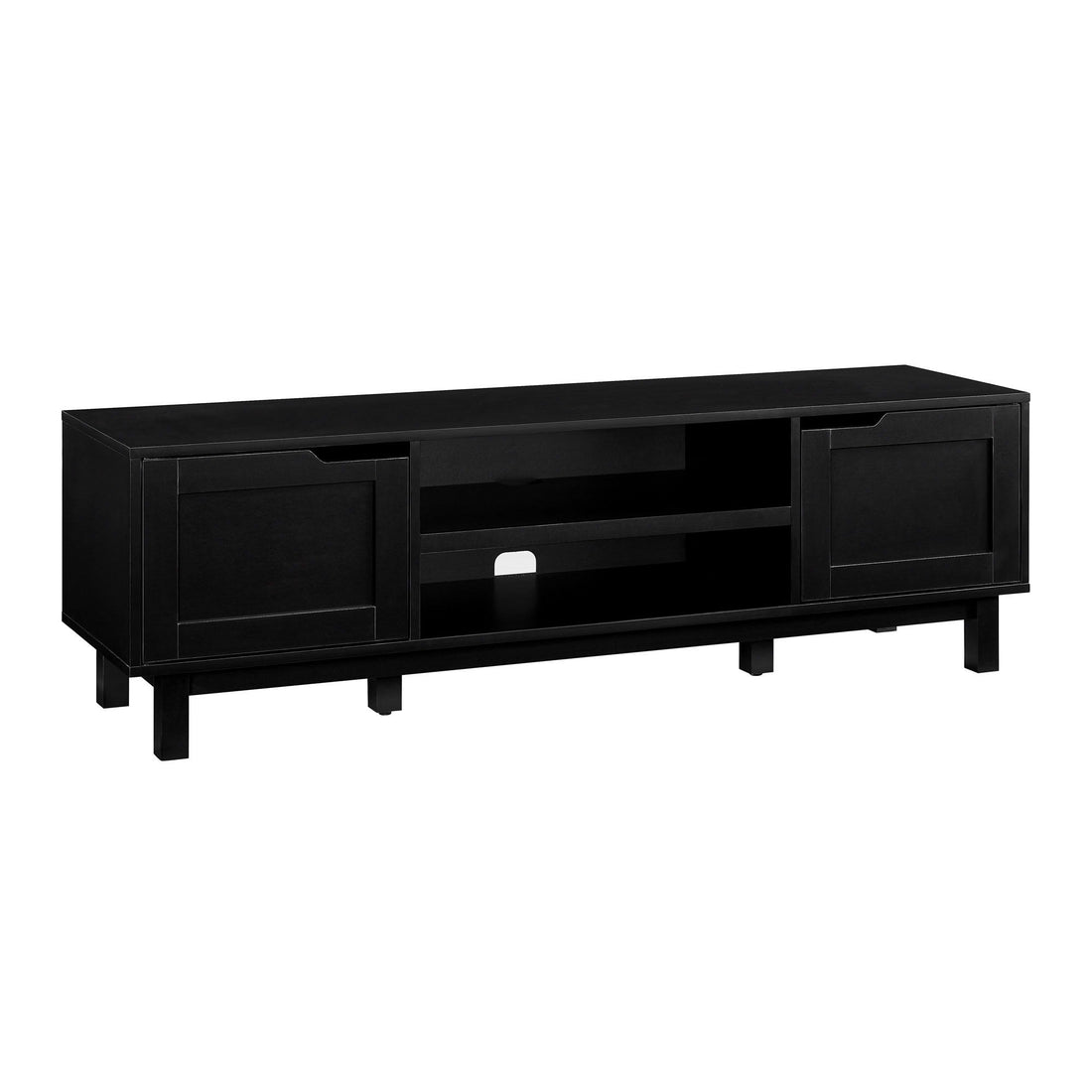Modern 2 Door Open Storage TV Stand For TVs Up To 65&quot; - Solid Black