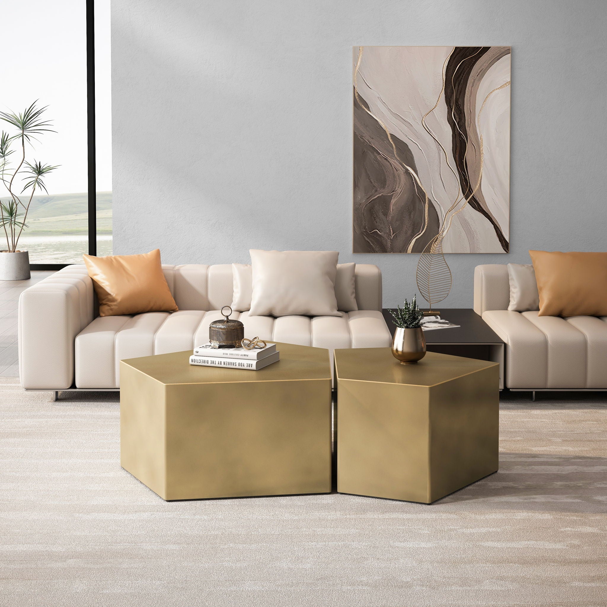 Irregular Pentagon Nesting Coffee Table Set