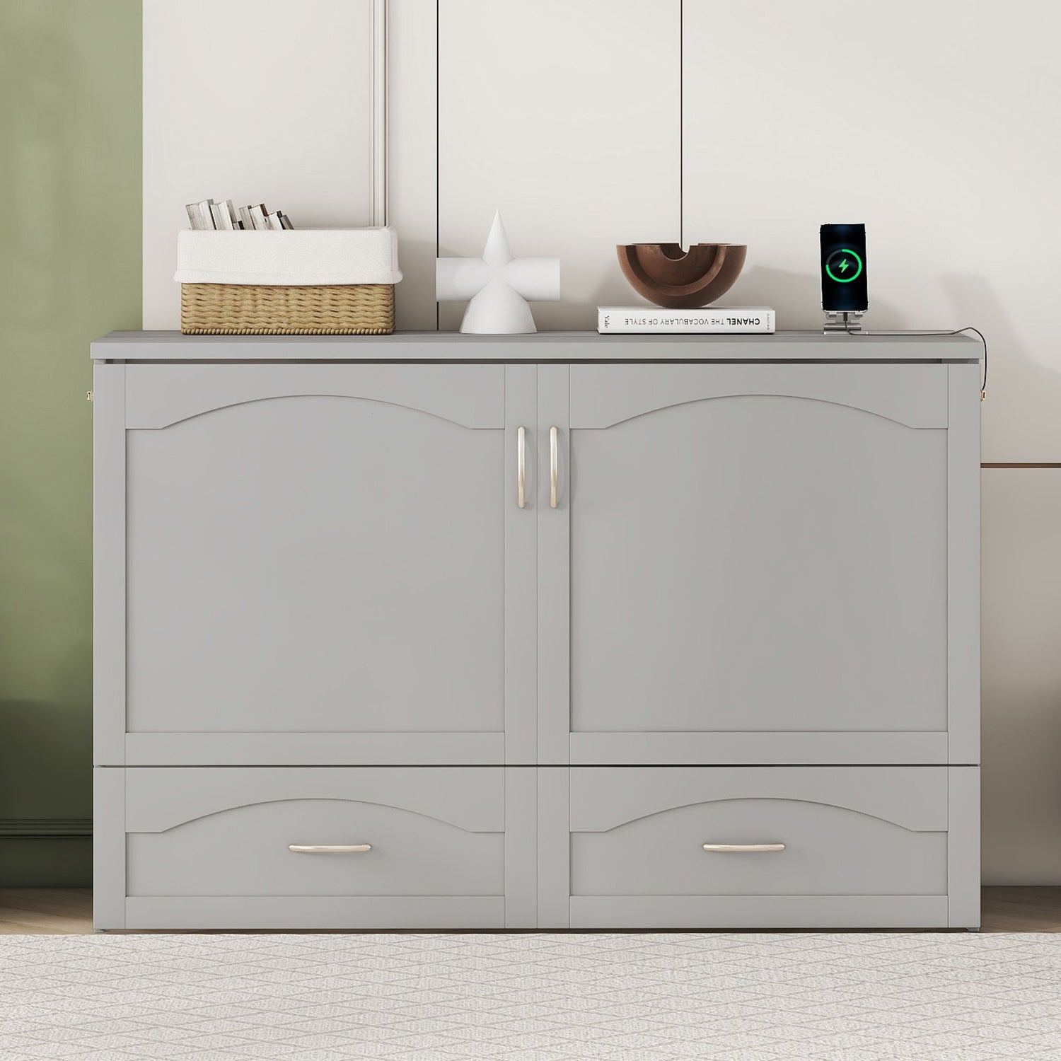 Murphy Wall Bed With Drawer And A Set Of Sockets &amp; USB Ports, Pulley Structure Design