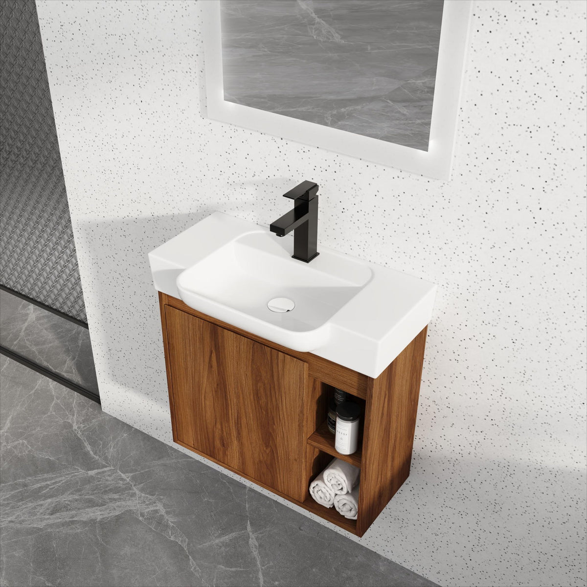 Wall Mounted Bathroom Vanity With Sink &amp; Soft Close Door