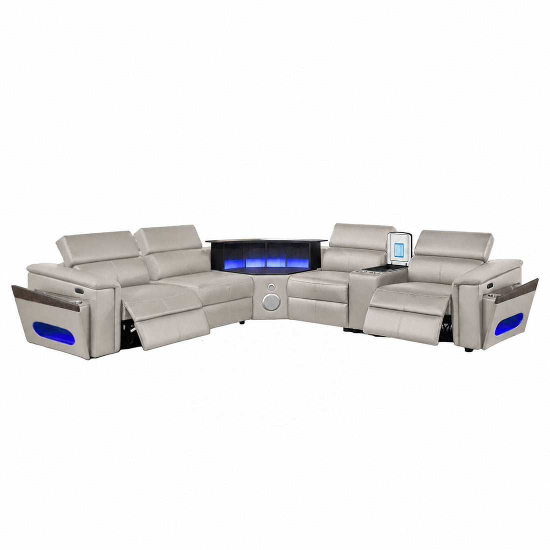 Nova - Sectional With Bluetooth Speaker, LED And Lifting Wine Cabinet