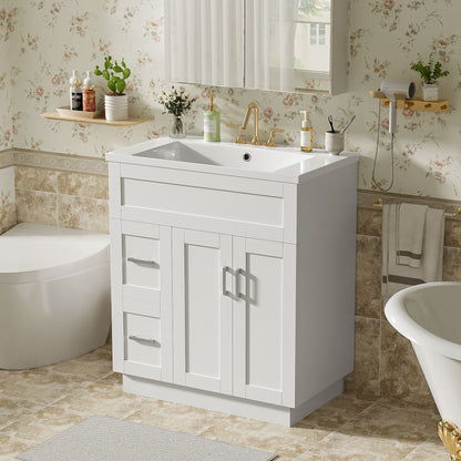Bathroom Vanity With 2 Doors, 2 Drawers, Adjustable Shelf, Hidden Slides &amp; Soft Close Hinges