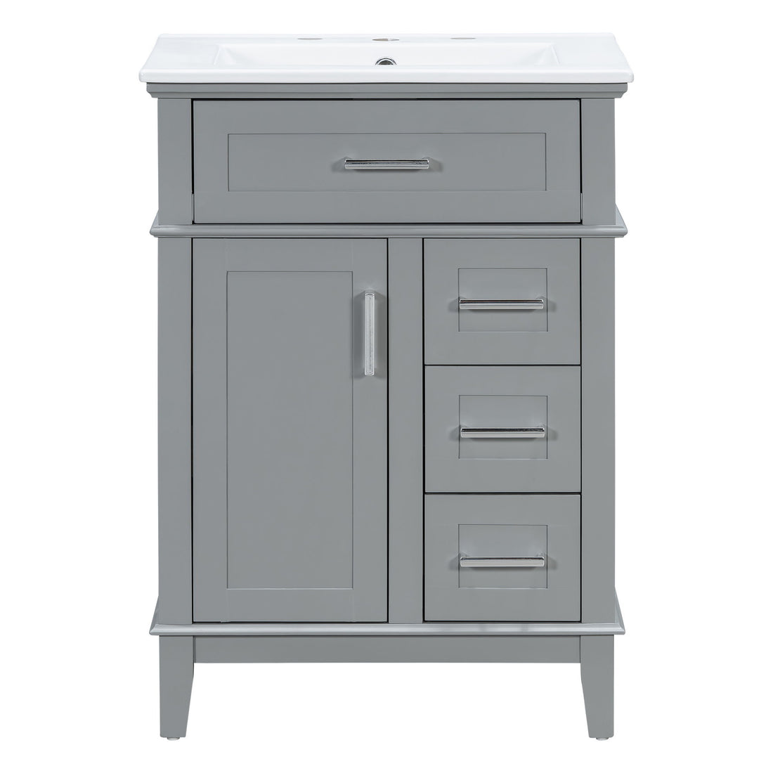 Modern Bathroom Vanity With Sink, Flip Drawer &amp; 3 Drawers, Soft Close Hinges, Adjustable Shelf
