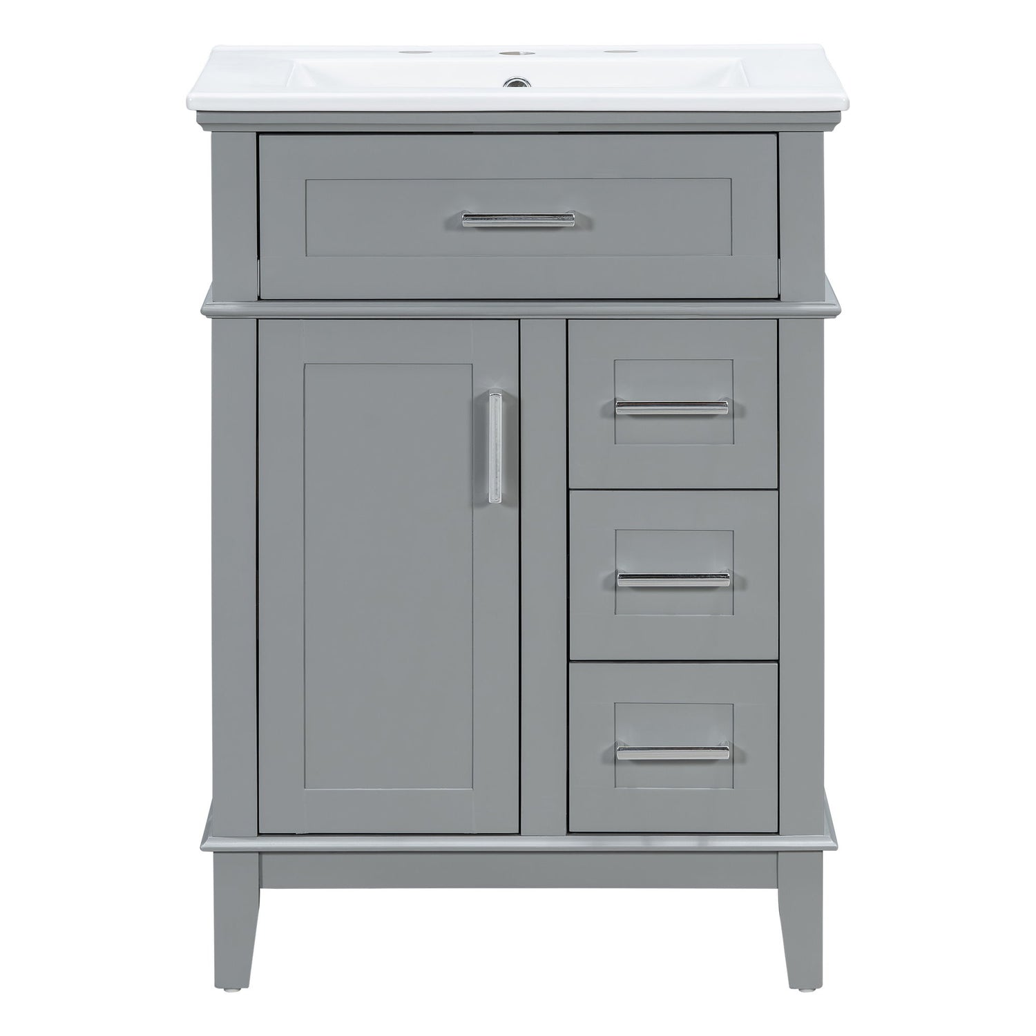 Modern Bathroom Vanity With Sink, Flip Drawer &amp; 3 Drawers, Soft Close Hinges, Adjustable Shelf