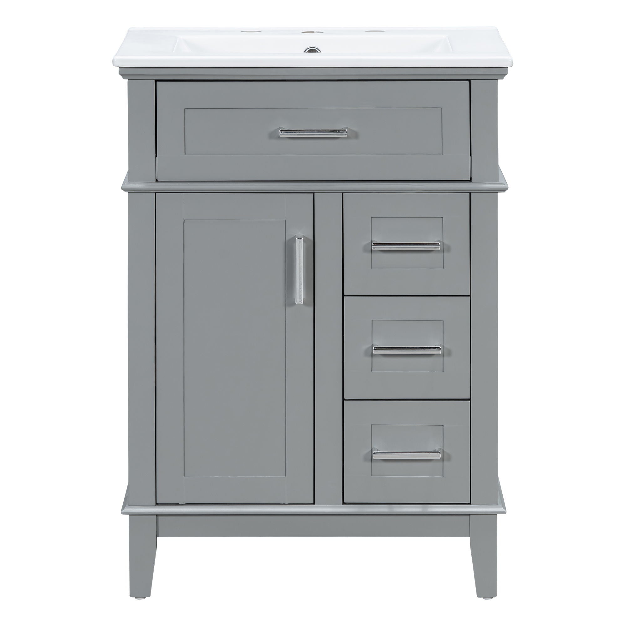 Modern Bathroom Vanity With Sink, Flip Drawer &amp; 3 Drawers, Soft Close Hinges, Adjustable Shelf