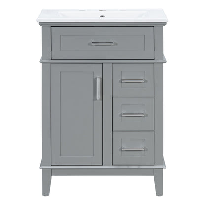 Modern Bathroom Vanity With Sink, Flip Drawer &amp; 3 Drawers, Soft Close Hinges, Adjustable Shelf