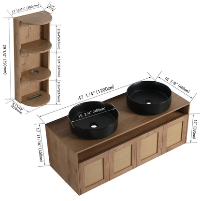 Bathroom Vanity &amp; Art Sink And Storage Rack, Float Mounting Design