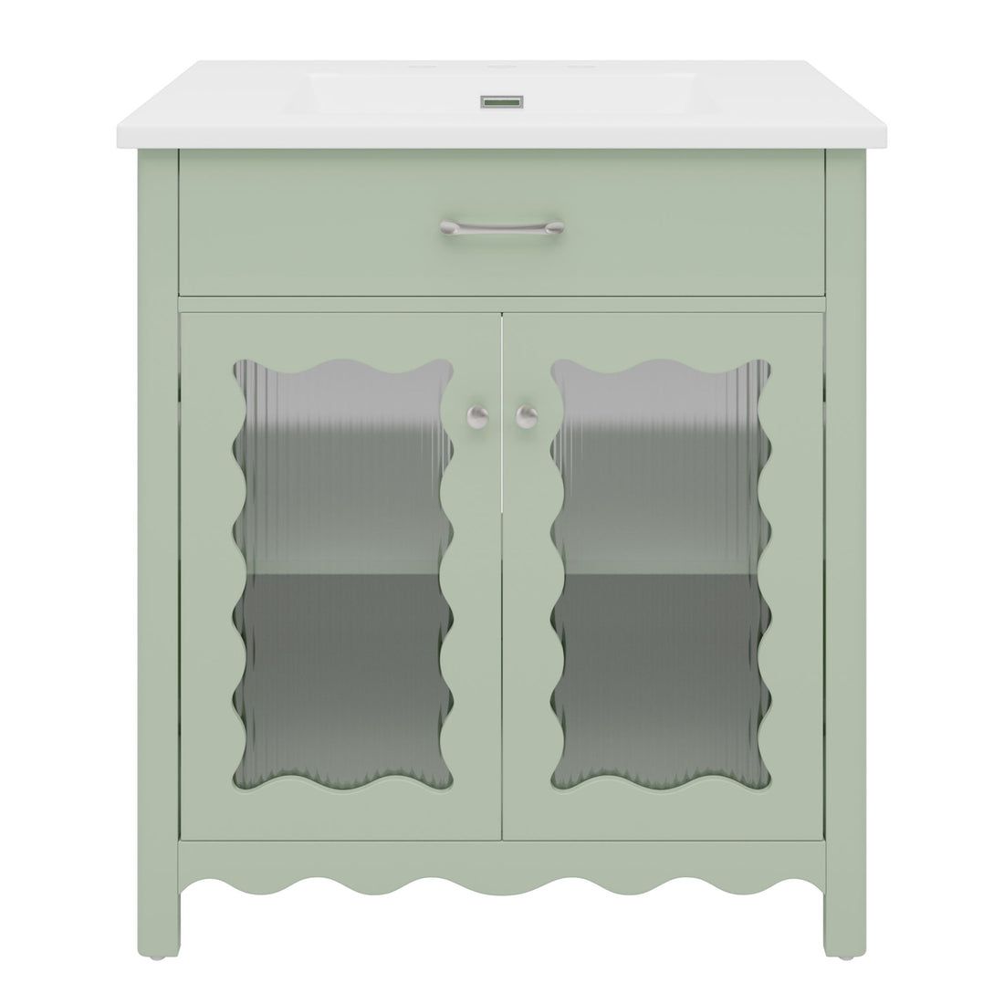 Modern Bathroom Vanity With Tempered Glass Doors