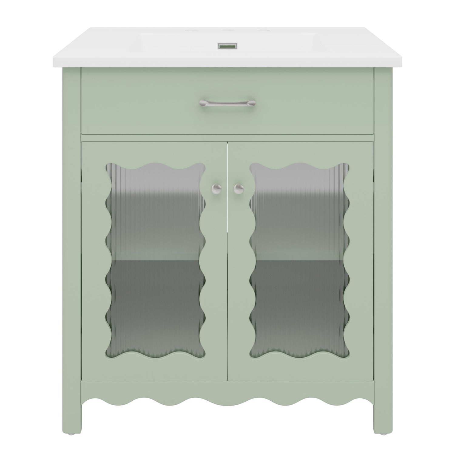 Modern Bathroom Vanity With Tempered Glass Doors