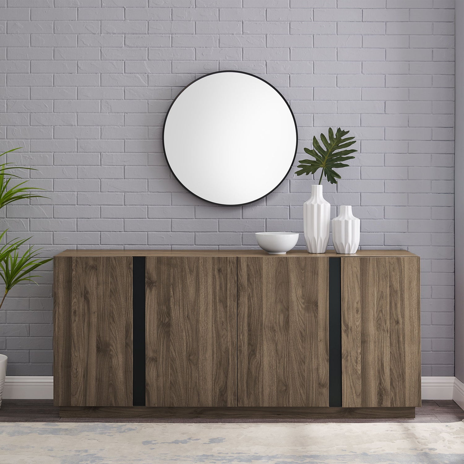 Mid-Century Modern 3 Drawer Low TV Stand For TVs Up To 80&quot;