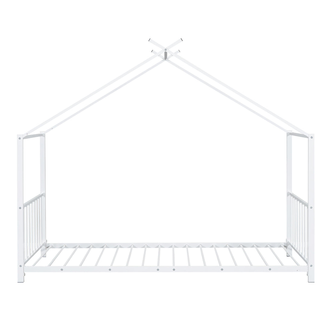Twin Size Metal House Platform Bed - White