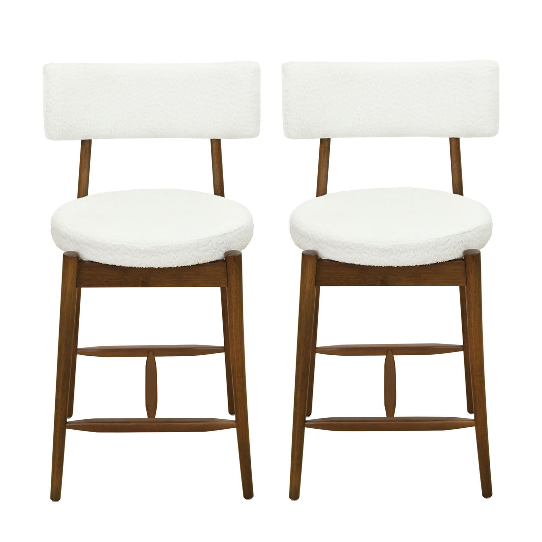 Mid Century Modern Counter Stools, Fabric Upholstered Chairs