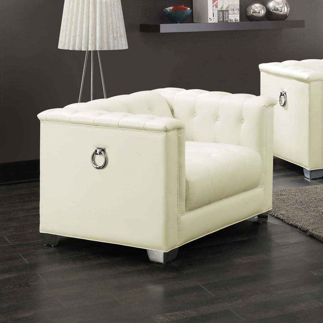 Earline - Upholstered Track Arm Accent Chair - White