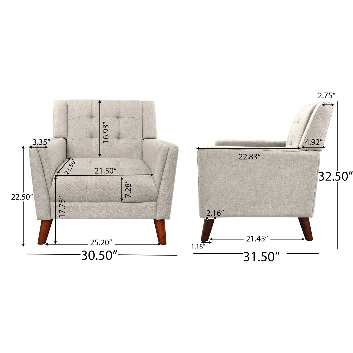 Luminaesque - Fabric Upholstered Armchair With Tufted Back
