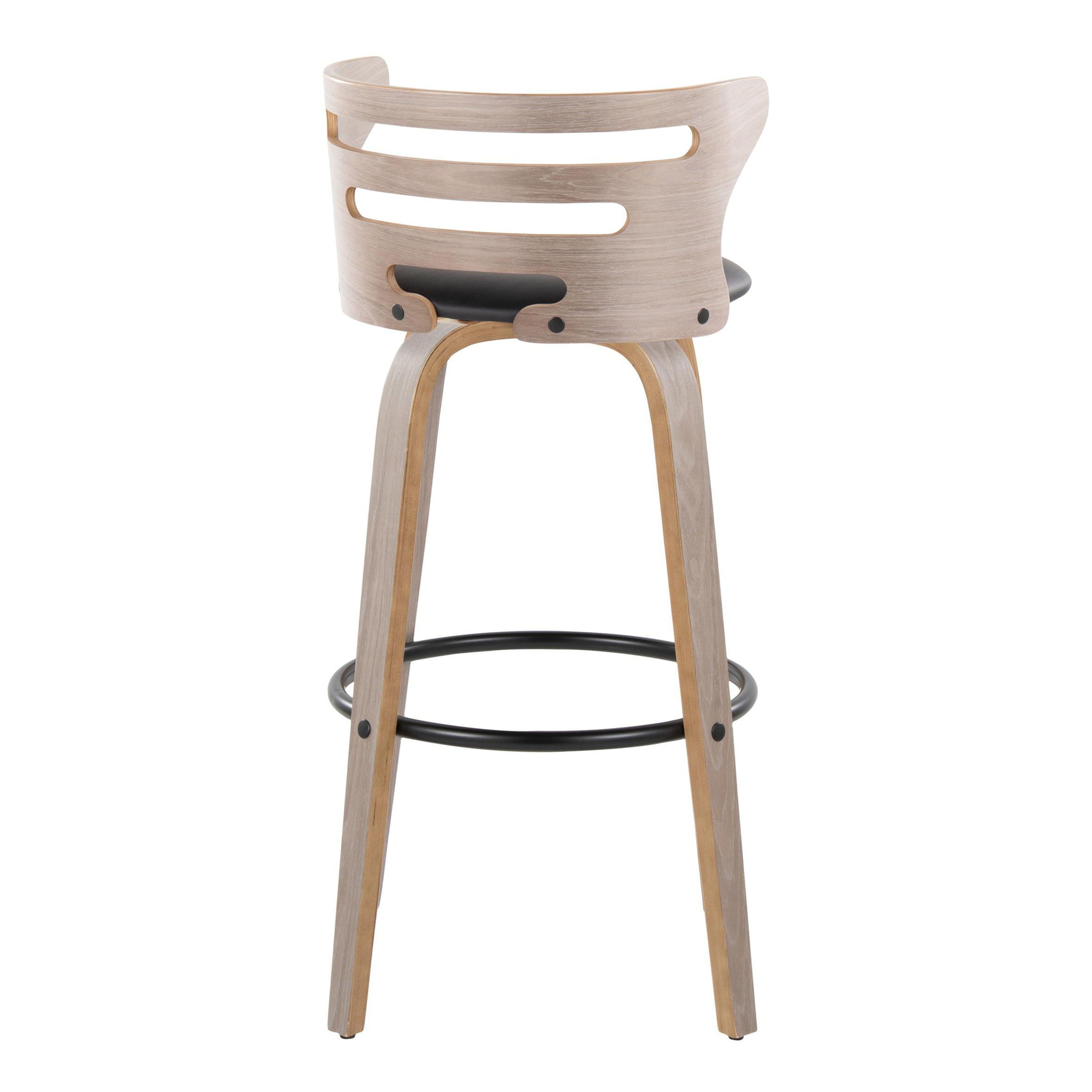 Cosini - Mid Century Modern Fixed Height, Barstool &amp; Swivel And Round Footrest (Set of 2)