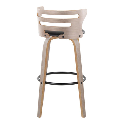 Cosini - Mid Century Modern Fixed Height, Barstool &amp; Swivel And Round Footrest (Set of 2)